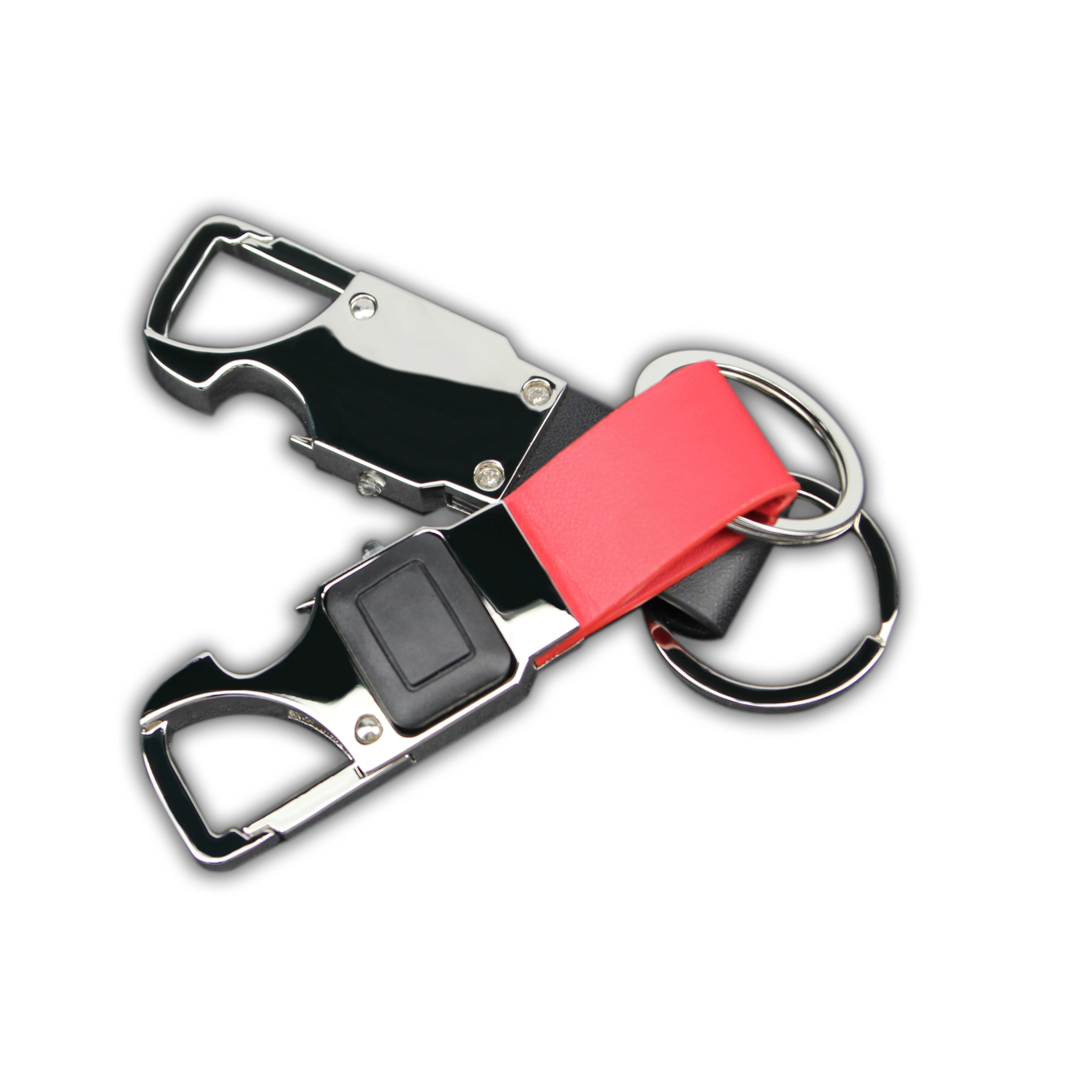 Многофункциональные кольца для ключей. Светодиодный светильник и открывалка для бутылок, металлический кожаный брелок, китайский завод, поставка логотипа на заказ