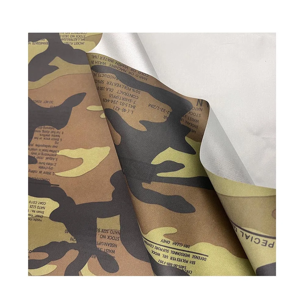 Good Price Camouflage Color Waterproof Silver Coated Fabric 100% Polyester 210D Oxford Fabric