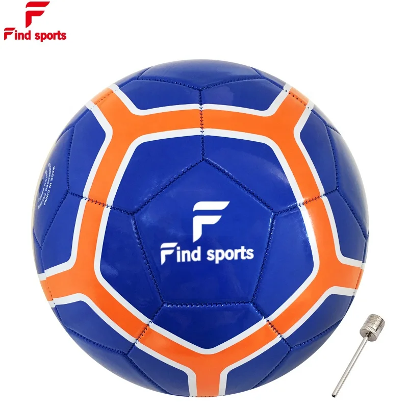 popular training strike design football PVC machine stitched ball with inflating needles for kids soccer ball size 4 in blue red