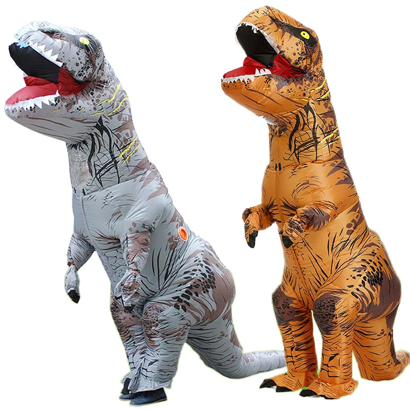 Лучшая цена для взрослых детей аниме T-REX надувной динозавр Косплей Костюм мужчин и женщин часть Новогодние карнавальные костюмы