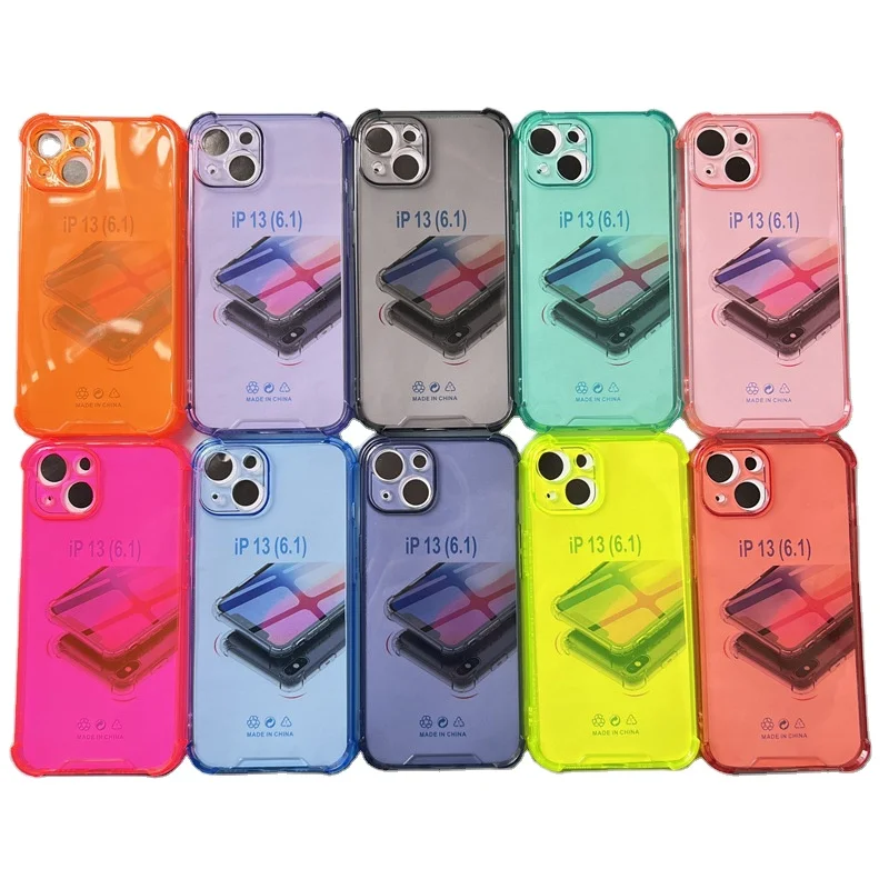Clear Case for iPhone 11 12 mini 6 6 plus Reinforced Corners TPU Cushion Shockproof Fluorescent case cover for iPhone 13 mini