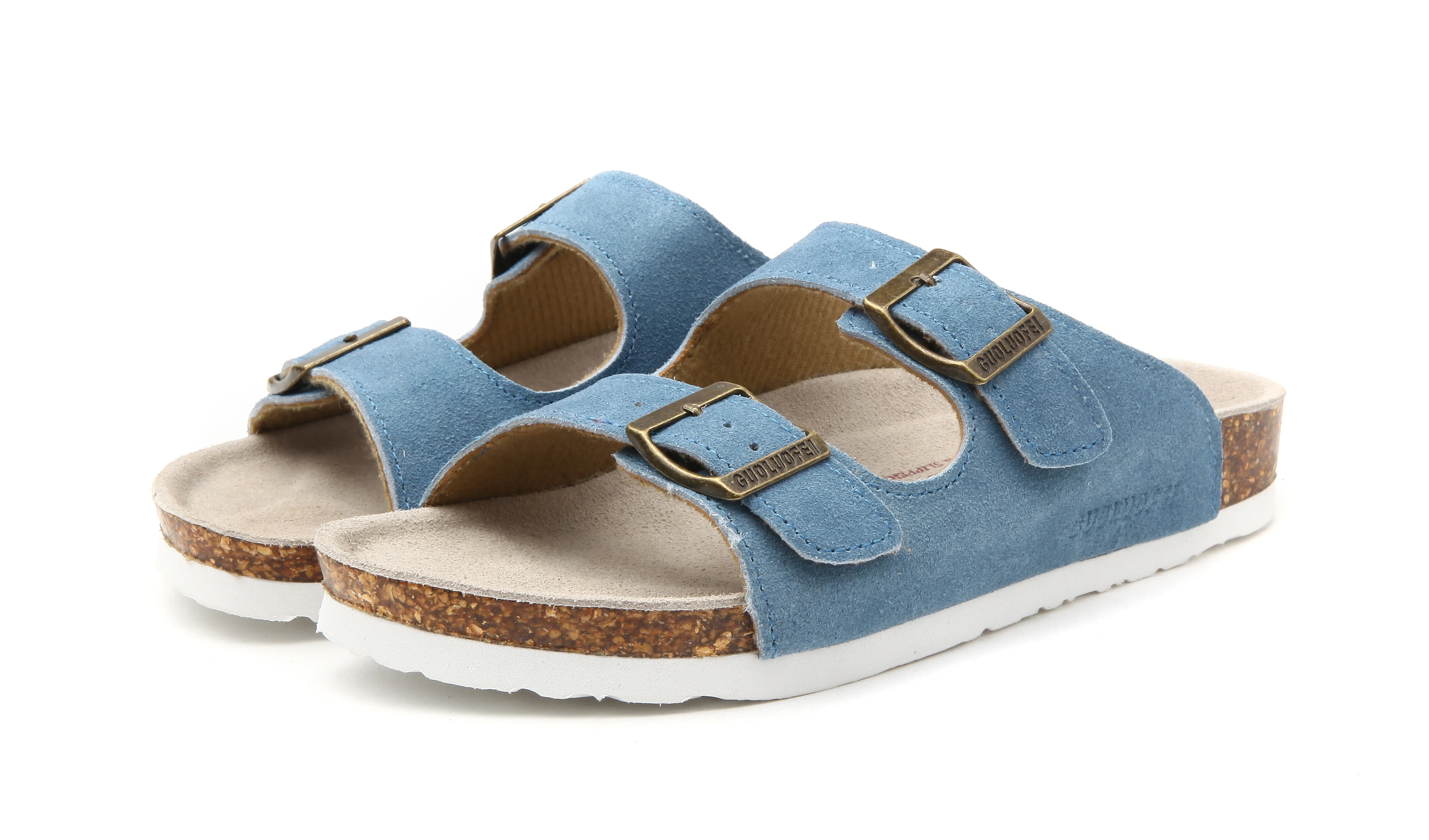 2020 Summer Slippers Metal buckle Cork Sole Flat Beach Sandals For Women Outdoors Casual Shoes