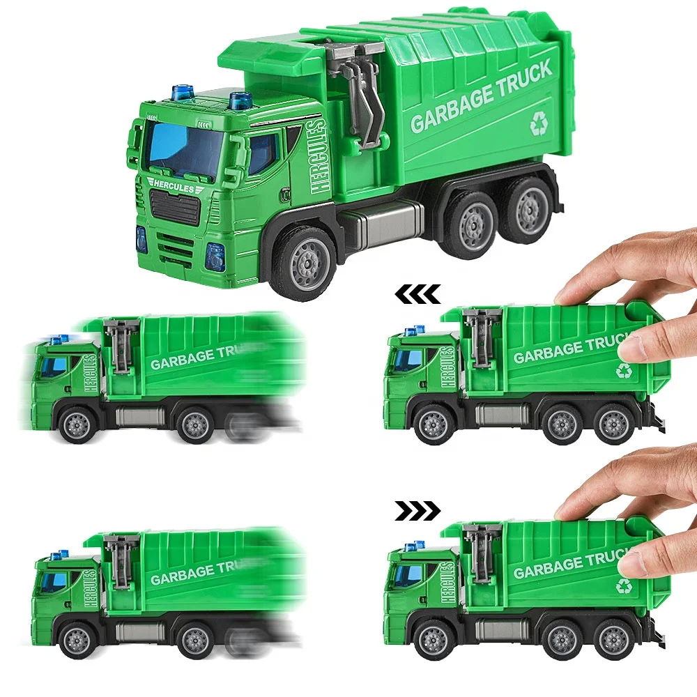 1:36 Diecast Pull-Back Model Garbage Collector Die cast Toy Trash Trucks