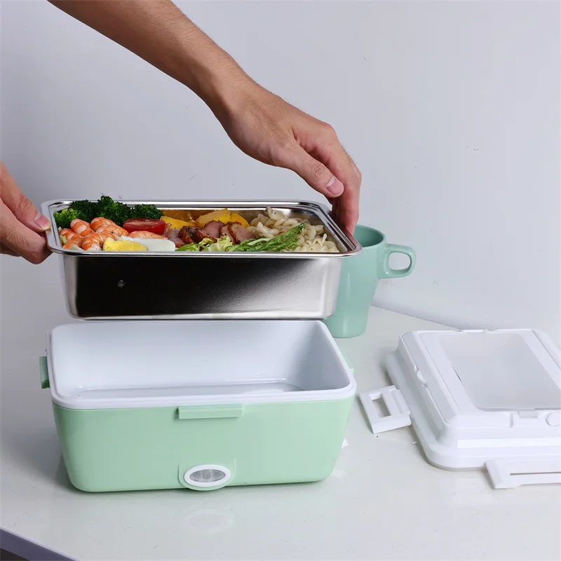 1.5L Food Warmer Heater Portable Stainless Steel Container Electric Lunch Boxes with Insulation Bag for Car Truck Office