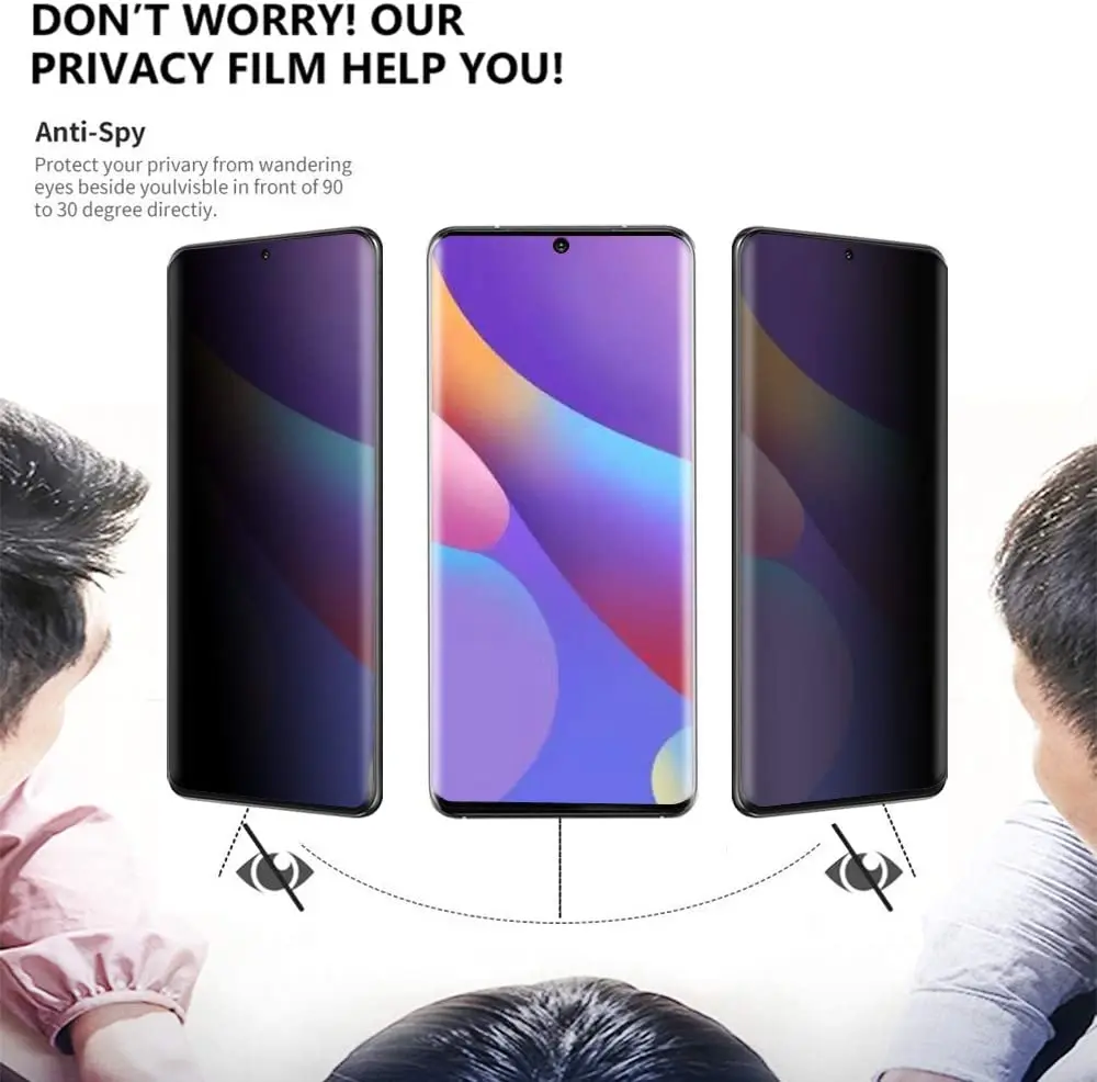 Cell Phone Anti Spy Privacy Tempered Glass For Samsung Galaxy Note 20 Ultra 5g S8 S9 S10 3d Curved Mobile Screen Protector