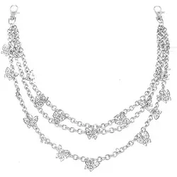 Fashion Butterfly Charm 3 Layer Trousers Chain Jeans Pant Metal Accessories Hip-Hop Punk Pocket Key Trousers Chain