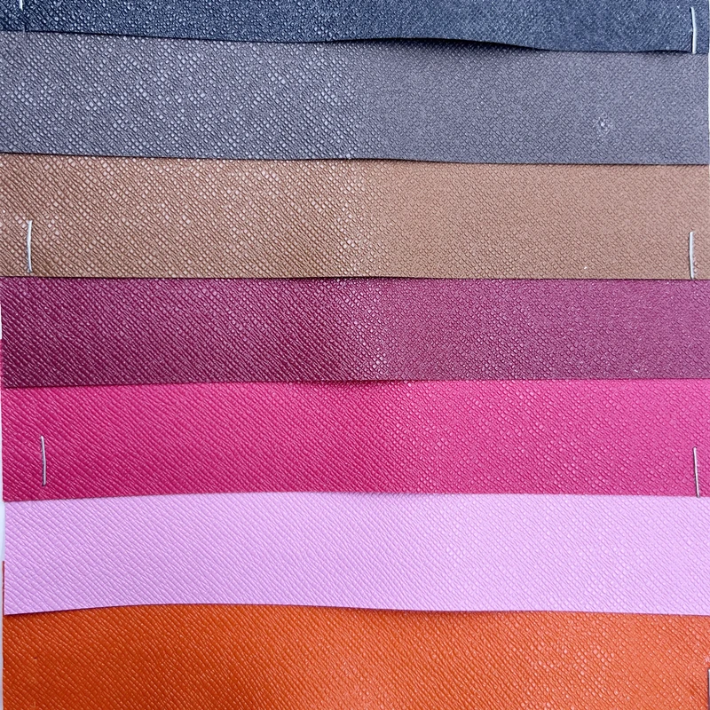 Good quality cheap price saffiano embossed leather 0.5mm pvc leatherette synthetic leather for craft case bag