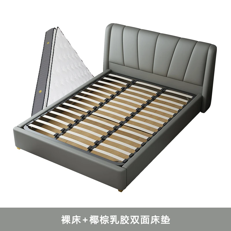 Cama De Italian Minimalist Modern Gas lift Storage Double Genuine Head boards Wooden