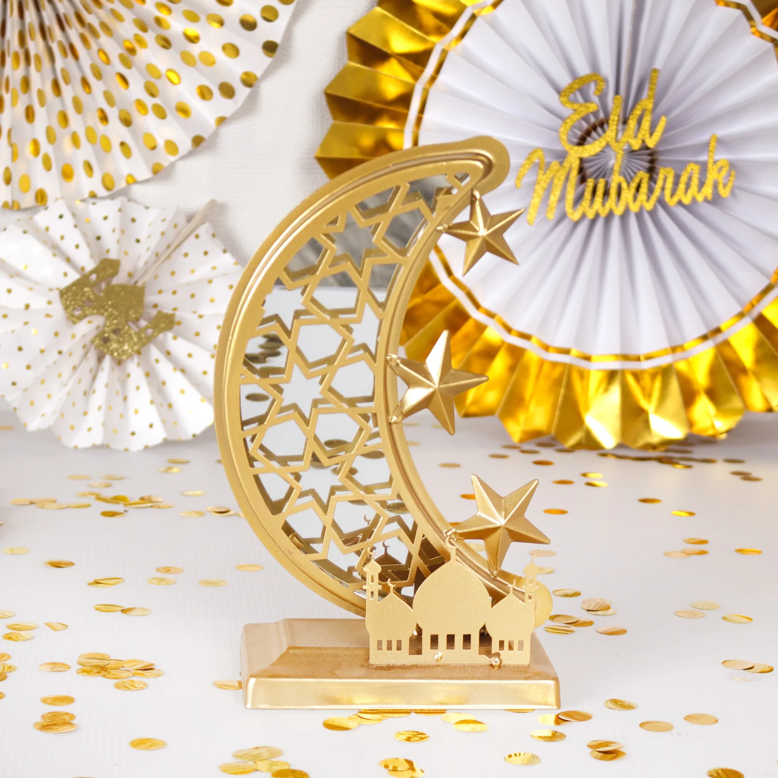 New Trendy Eid Mubarak decoration Wood Gold Islamic Wall Table Ramadan Ornaments Gift Decor