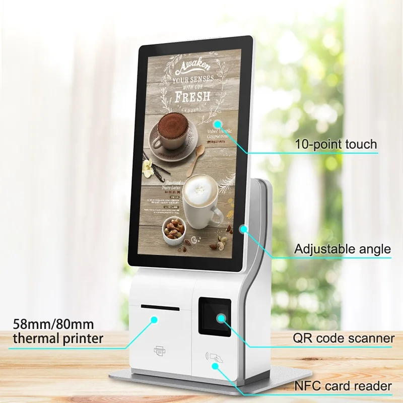 Customized Android Self Checkout Machine Kfc Mcdonalds Credit Card Payment Kiosk Self Ordering Kiosk