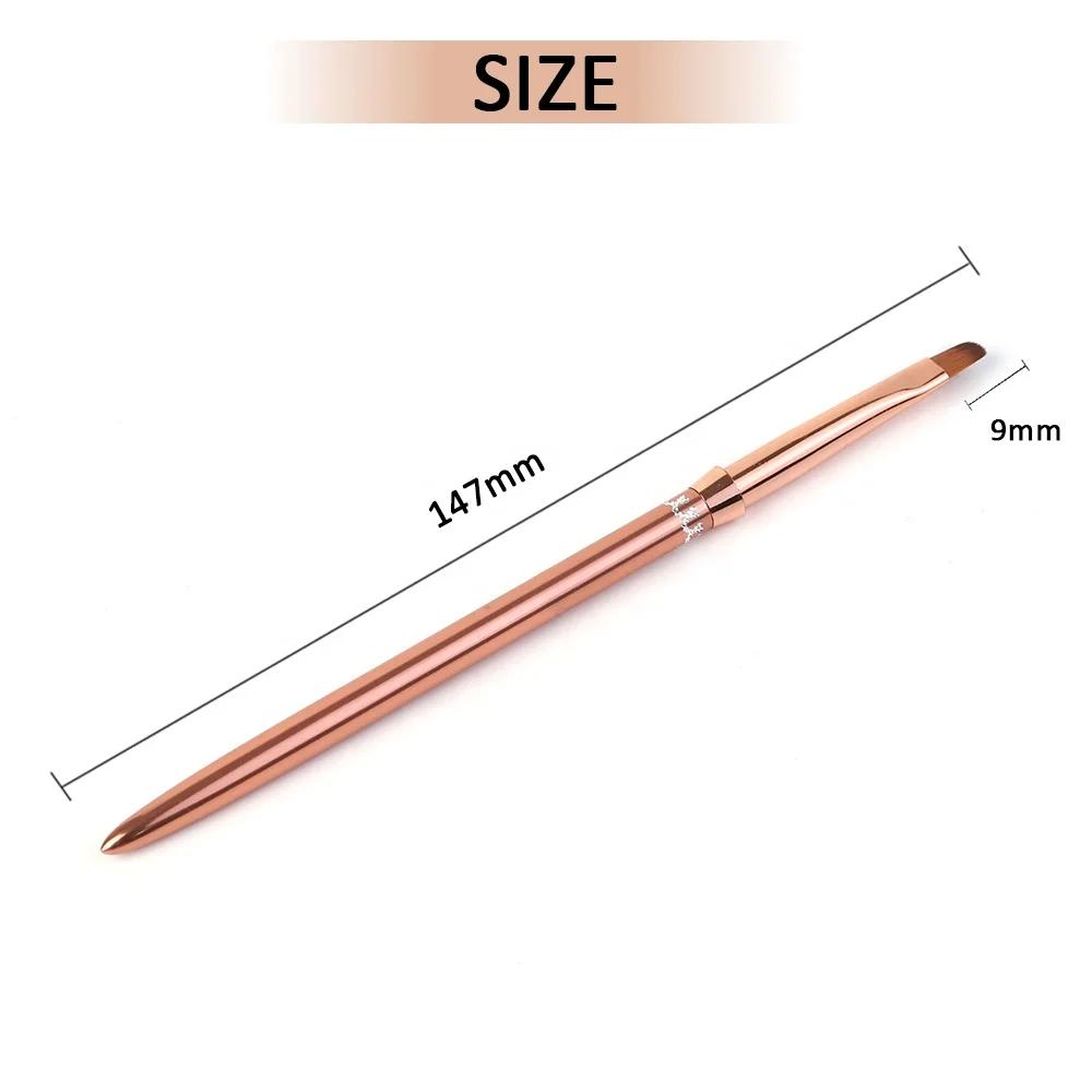 Gelsly Custom Nail Brush Nail Art Ombre Brush Rose Gold Metal Handle Nail Gel Brush