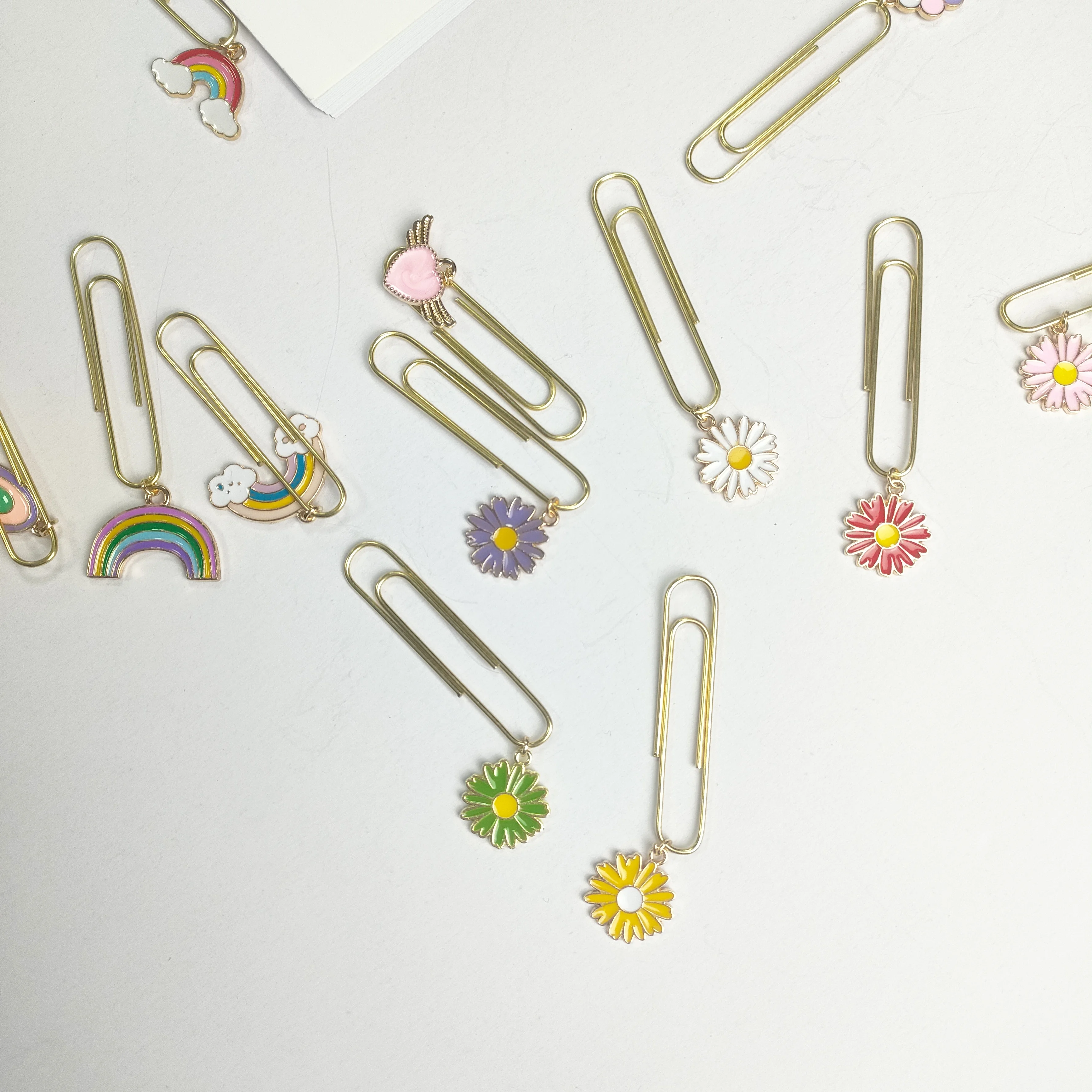 16pcs Cute Paper Clips Metal Paperclip Funny Colorful Large Size Sunflower Daisy Paperclip for Teacher  Students Bookmark Clamp