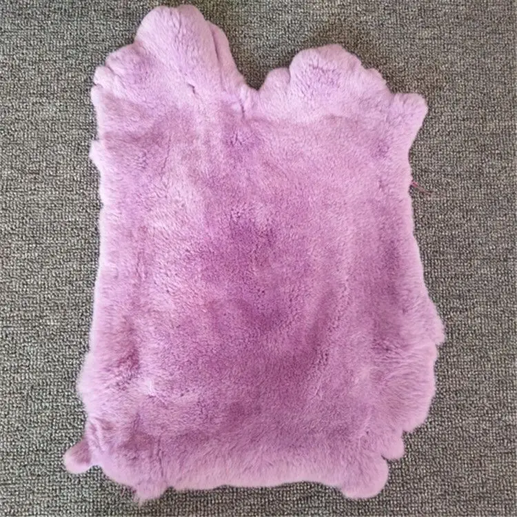 CX-D-60 Best Choose Throw Natural Shape Fur Rug Real Animal Skin Fur Plate Rex Rabbit Fur Plate