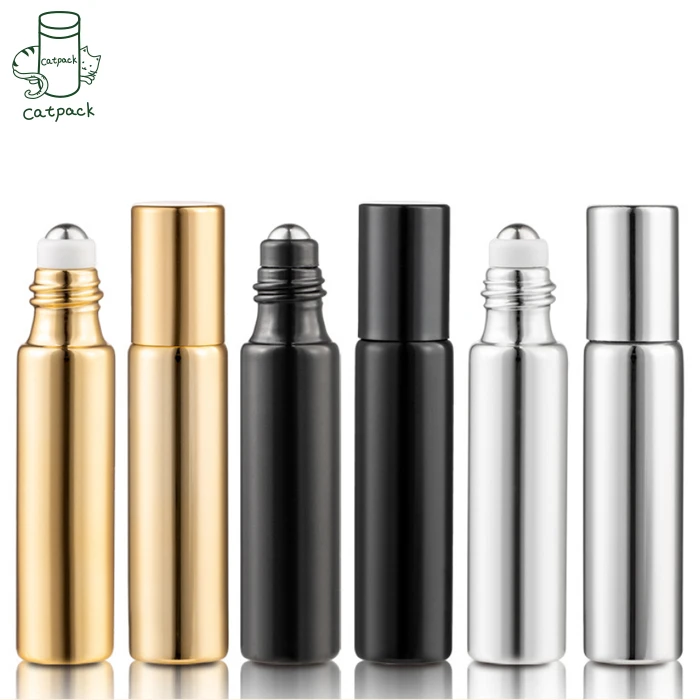 New Design 15ml Electroplated Glass Roll-on Bottles With Stainless Steel Roller Balls
