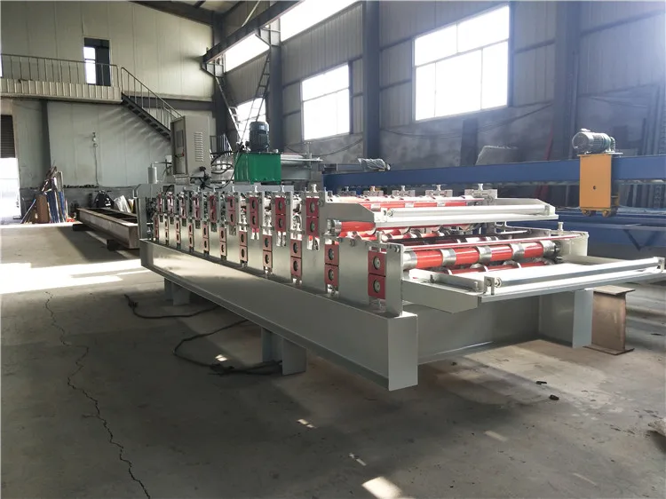 Double deck galvanized roof tile panel roll forming machine color sheet production line
