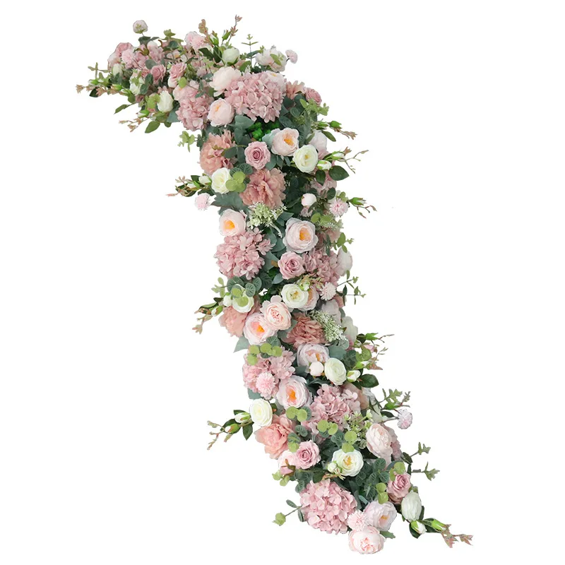 Hot Selling cRose Flower Decoration Vines Garland Silk Flower Garland Table Flower Runner For Wedding Party