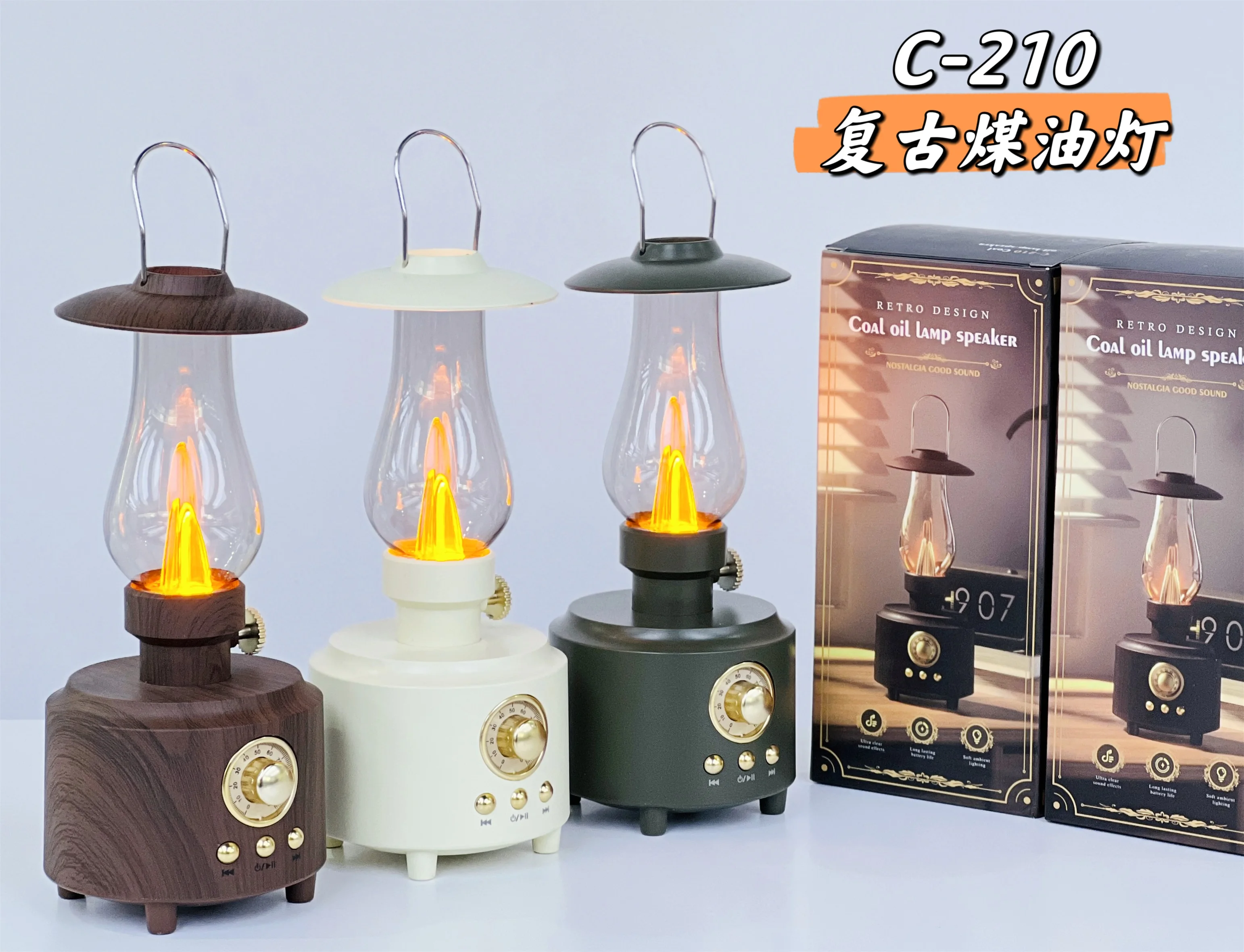 Portable Camping Lamp Bluetooth Speaker 5W Power 1200mAh Battery Classic Design with LED Lighting Portable Bluetooth Speaker