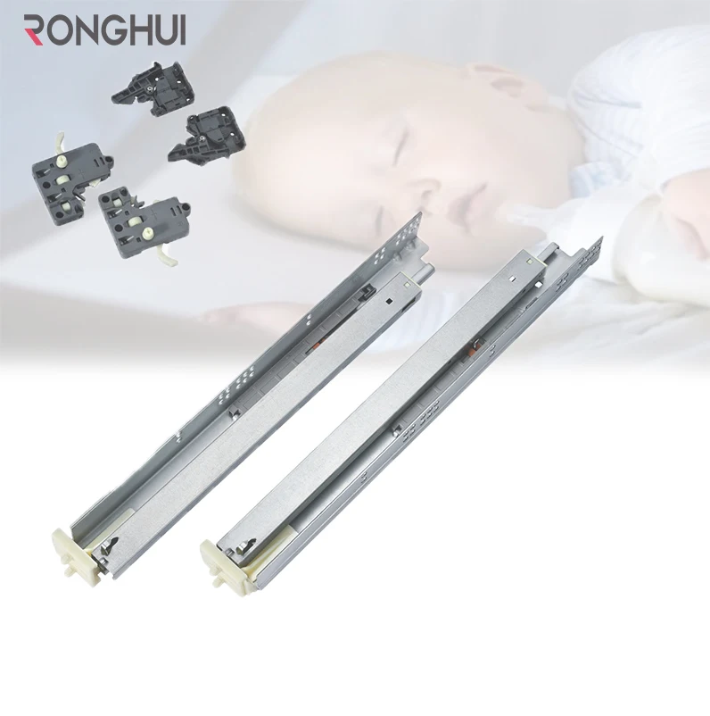 Undermount Hidden Full Extension Soft Close Telescopic Damping Drawer Slide Rails
