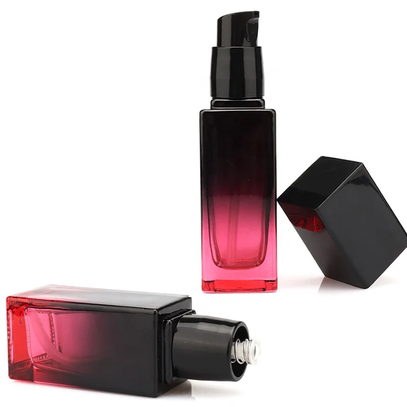 15ml 20ml 30ml 40ml Empty Square Glass Liquid Foundation Cosmetic Custom Container bb Cream Makeup Pump Lotion Bottle