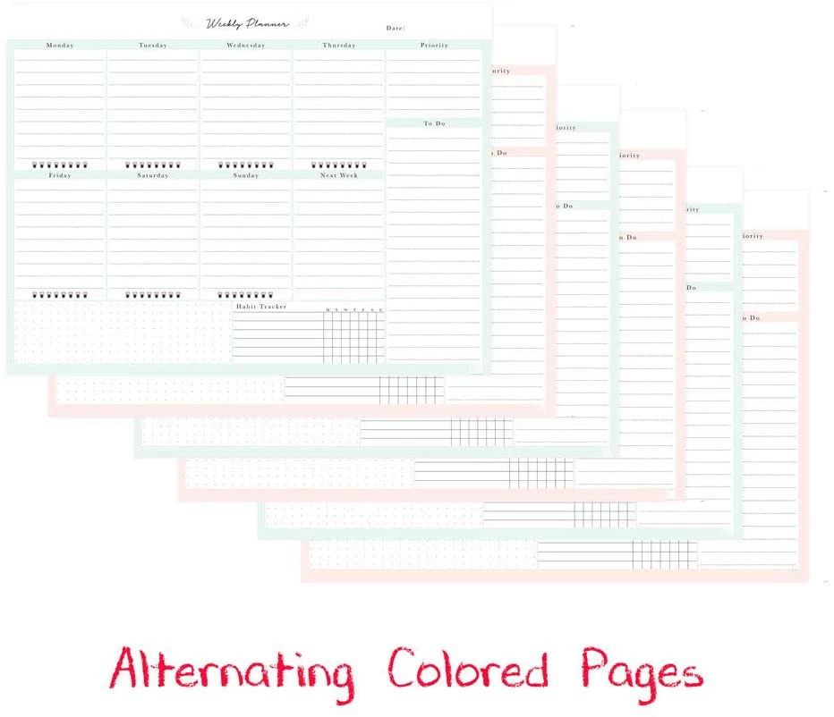 Peach Desktop Weekly Planner Notepad 60 Undated Tear-Off Pages Schedule Daily To-Do Lists Increase Your Productivity