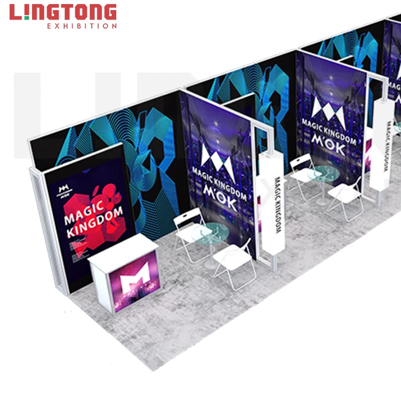 Newest design 3x3 customized 80mm aluminum extrusion fabric frame booth stand  for tradeshow and technical show