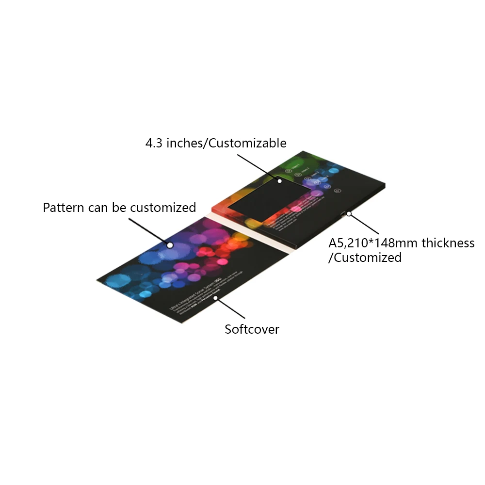 Personalized printing 4.3 inch LCD TFT panel digital invitation card video brochure for wedding business advertising gift