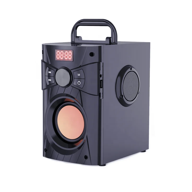Portable Wood Box built-in LCD monitor with radio  wireless stereo subwoofer sound box speaker for home theatre system