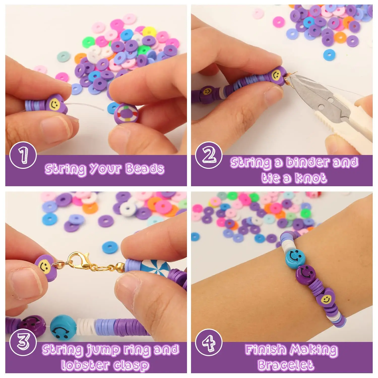 Bracelet Necklace Beads Charm kit ceramic, clay & porcelain beads bracelet DIY Jewelry Marking Kit clay bead set