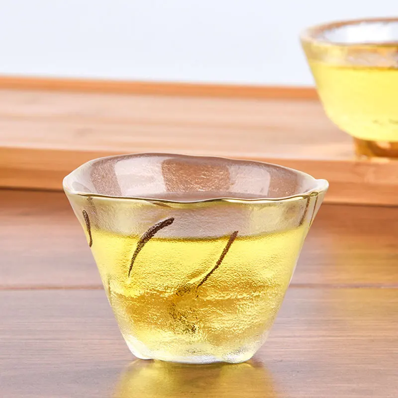 
Japanese style small Kung fu tea set tracing gold dot hammer pattern Glass tasting cup 