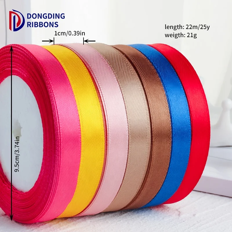 Wholesale 196 Color Packing Solid Color Satin Ribbon in Stock Decoration Strip Ribbon for Gift Decoration