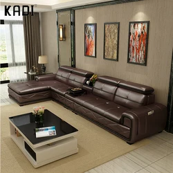 2021 Hot sell modern white leather sofa for living room with Wireless speaker function Italy leather sofa set