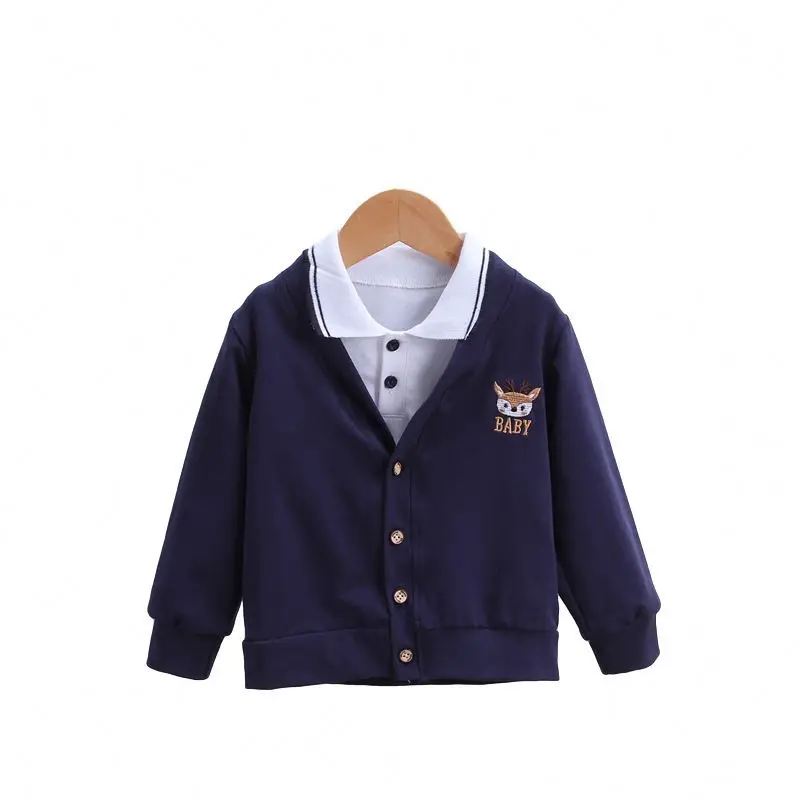 Wholesale Spring Autumn Children Clothing Comfortable and Breathable Little Kids Cute Boys POLO Shirt Knitted Jacket 2 Piece Set