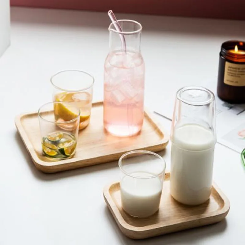 
400ml Handblown High Borosilicate Glass Carafe One Person Drink Glass Jug And Cup Set 