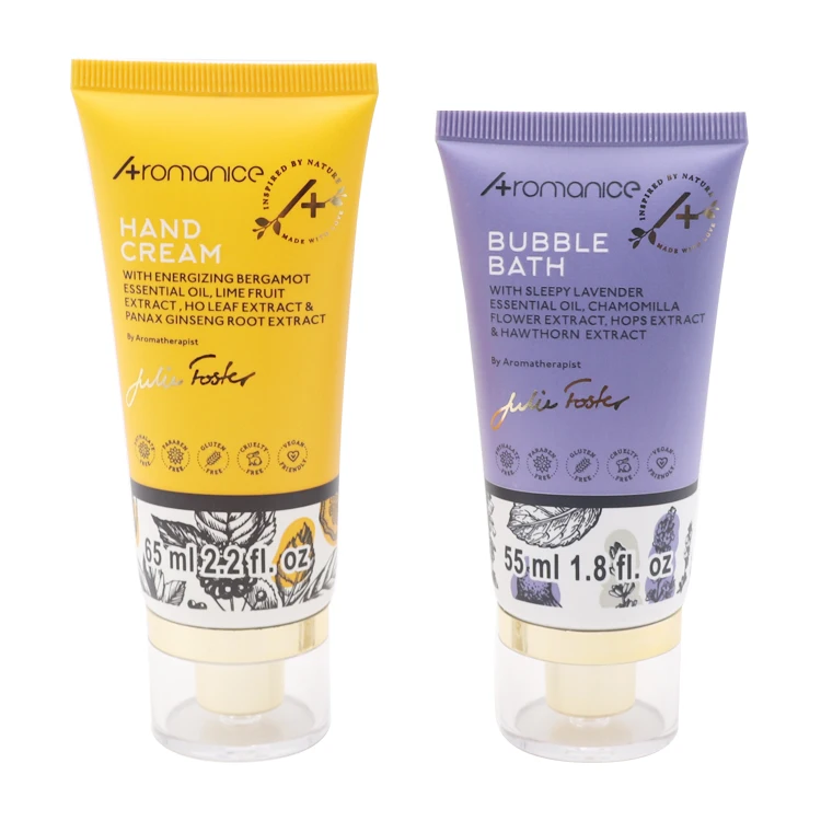 OEM new design 55ml 65ml hand cream PE plastic soft tube acrylic gold stamping screw on lid body lotion foundation cosmetic tube