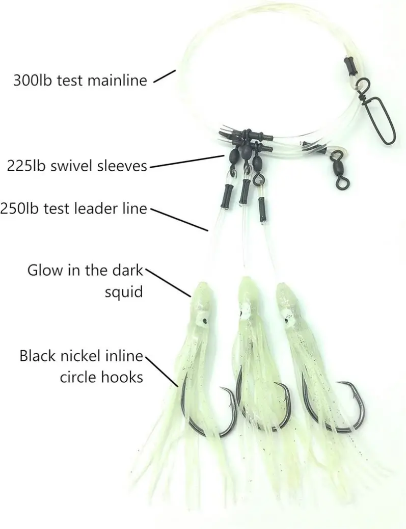 Factory Direct Deep Drop Fishing Rig 5 Demon Circle Hooks With Glow Sleeve Deep Drop Snapper Rig Sea Fishing Tuna Hooks Set