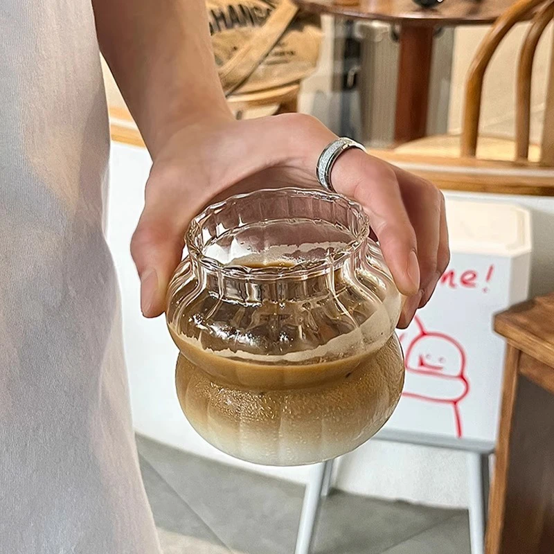 Summer Cute 410ML 650ML Clear Water Cup Flower Edge Ice Beverage Bubble Tea Coffee Mug Glasses Cup with Straw
