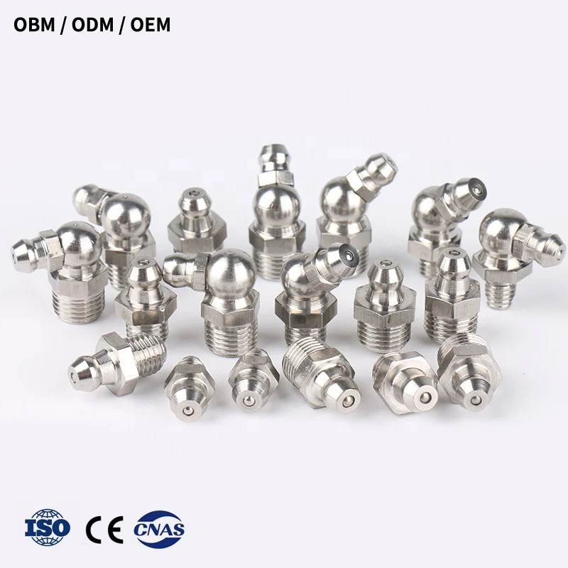 Nipple grease fitting M6 M10 stainless steel 1/8 hydraulic grease fitting grease nipple fittings 45 90 straight manufacturer