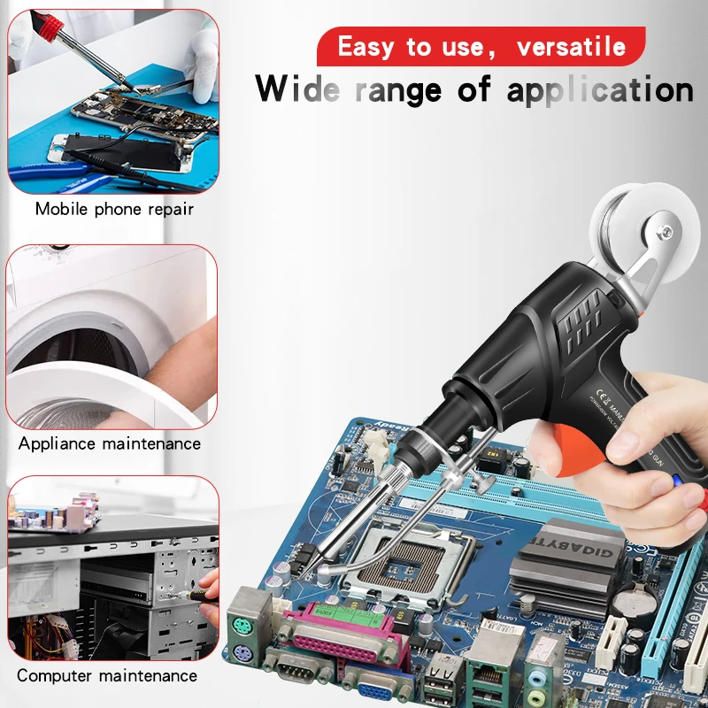 60W Handheld Internal Thermal Soldering Iron Gun Automatic Feeding Tin Gun Soldering Electronic Tool Kit with Soldering Iron