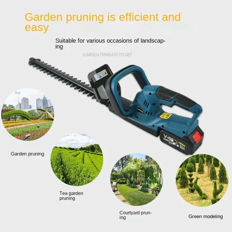 60V lithium battery powered cordless hedge trimmer garden bush hedge shrub cutter trimmer