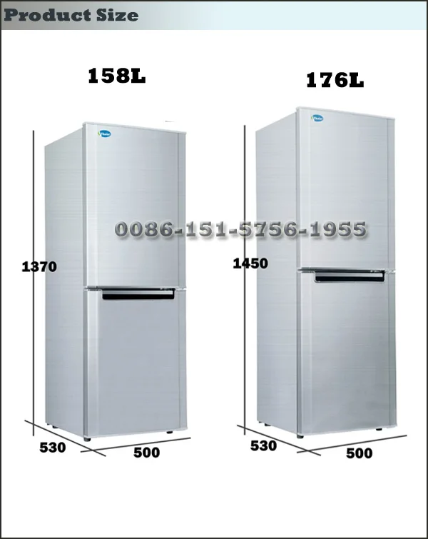 DC compressor refrigerator 158L top fridge and bottom freezer 12v 24v dc refrigerator dc fridge freezer