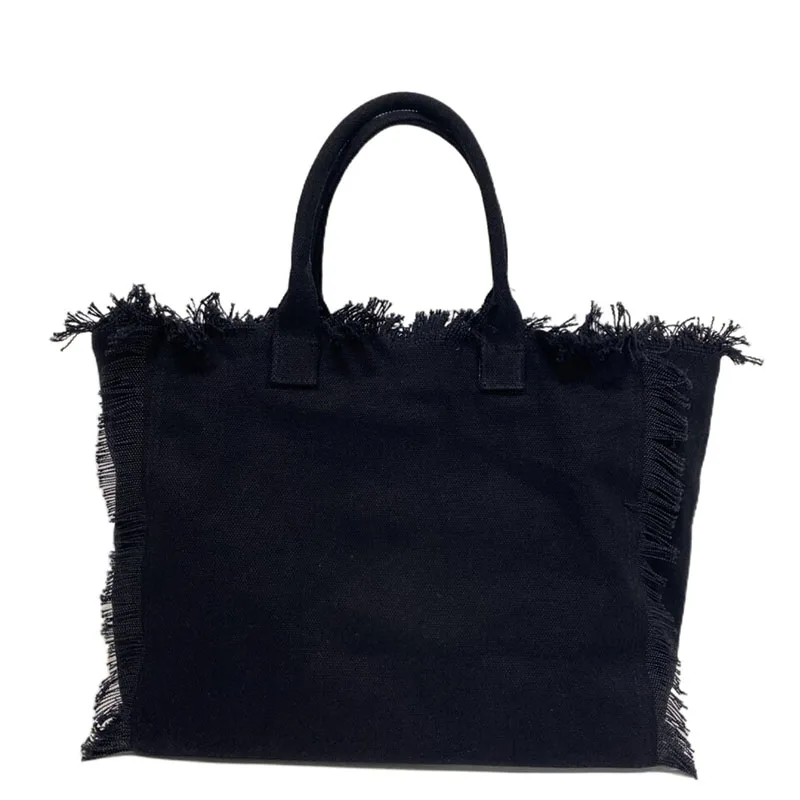 Custom Logo Large Tassel Fringe Large Canvas Bag Summer Bags For Women With Logo Women Beach Tote Bag For Girls