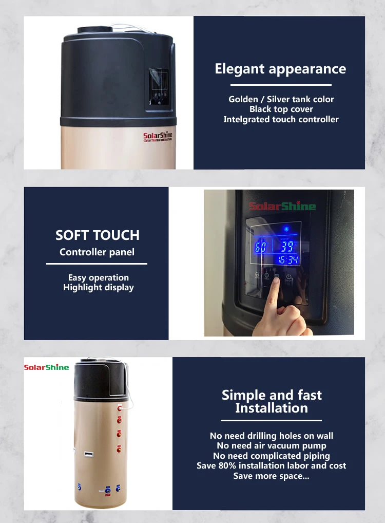 Solarshine 300L Heatpump Manufacturer Hot Sales R290 Wifi Hybrid Hot Water Heater All In One Air Source Heat Pumps