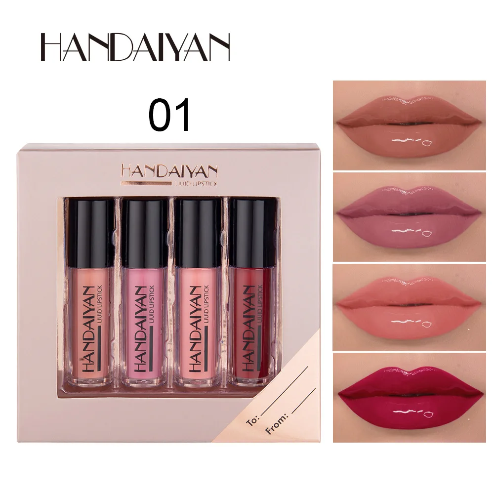 HANDAIYAN 4 pcs Moisturizing Liquid Lipstick  Neutral Colors  Kit Long-lasting and Waterproof mouse velvet mouse velvet lipstick