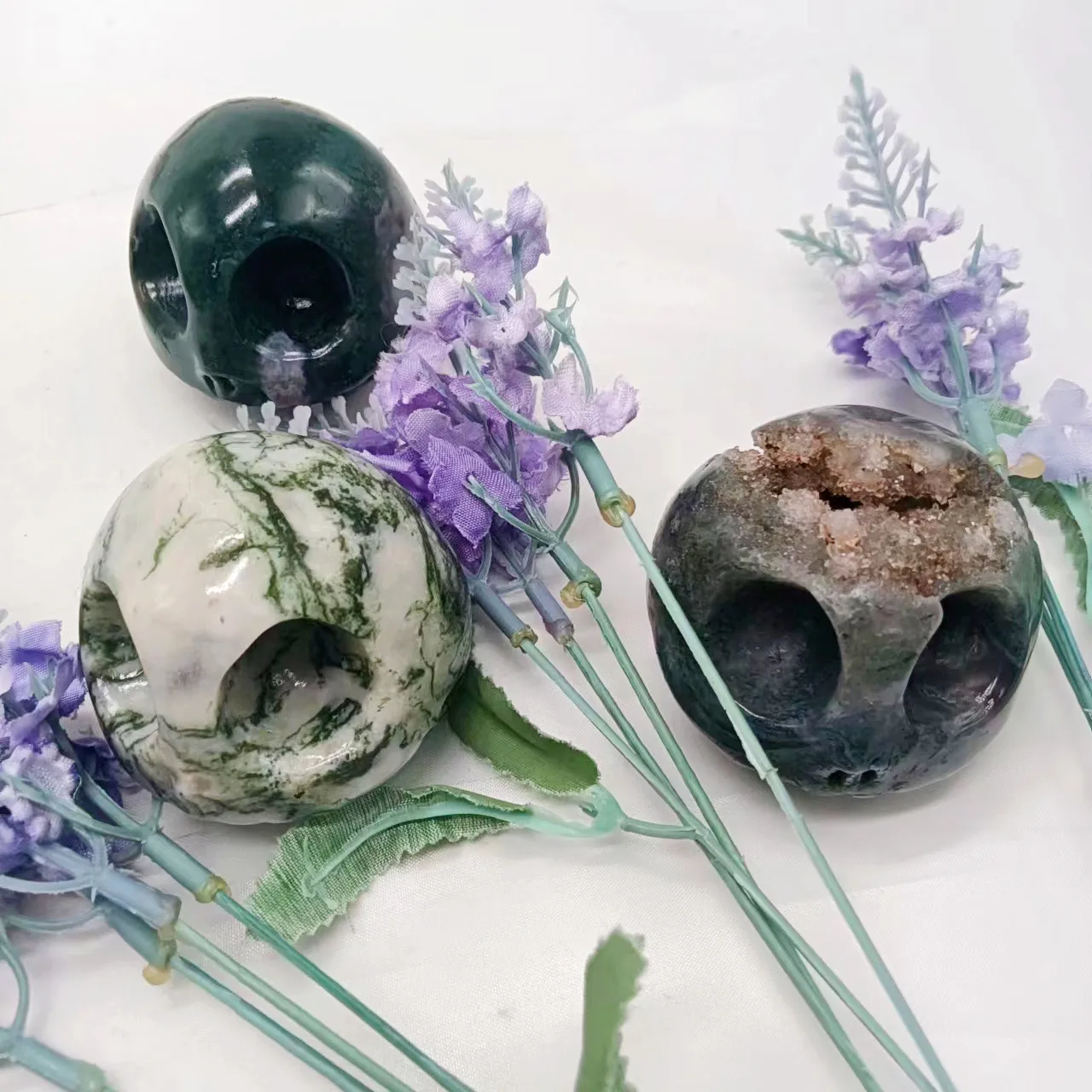 High Quality Natural Crystal Carving Czech Skulls Crystals Healing Craft Jack Skulls For Halloween Decoration