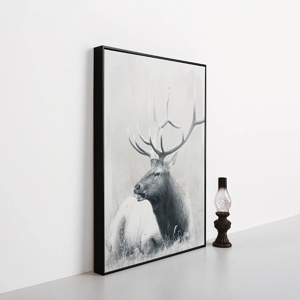 
Customize modern animal art black and white design floating picture canvas print with frame 