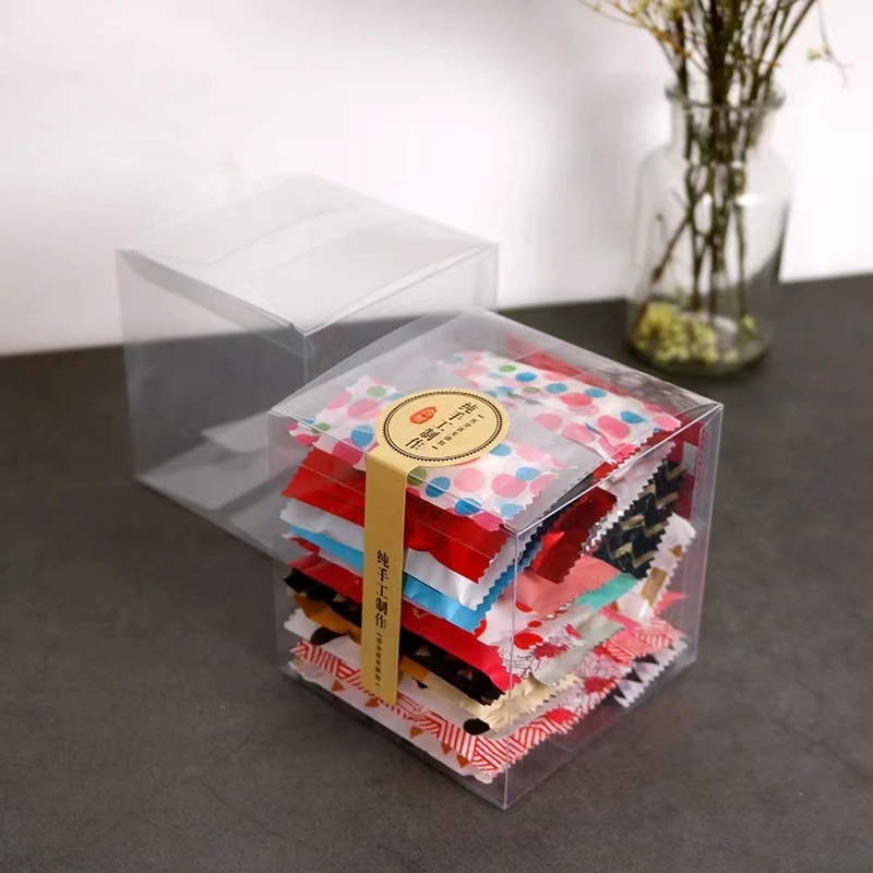 CHEAP CLEAR PVC PET CANDY CHOCOLATE GIFT PACKAGING BOX WITH RIBBONS  PLASTIC COOKIE BOX DIRECT FACTORY