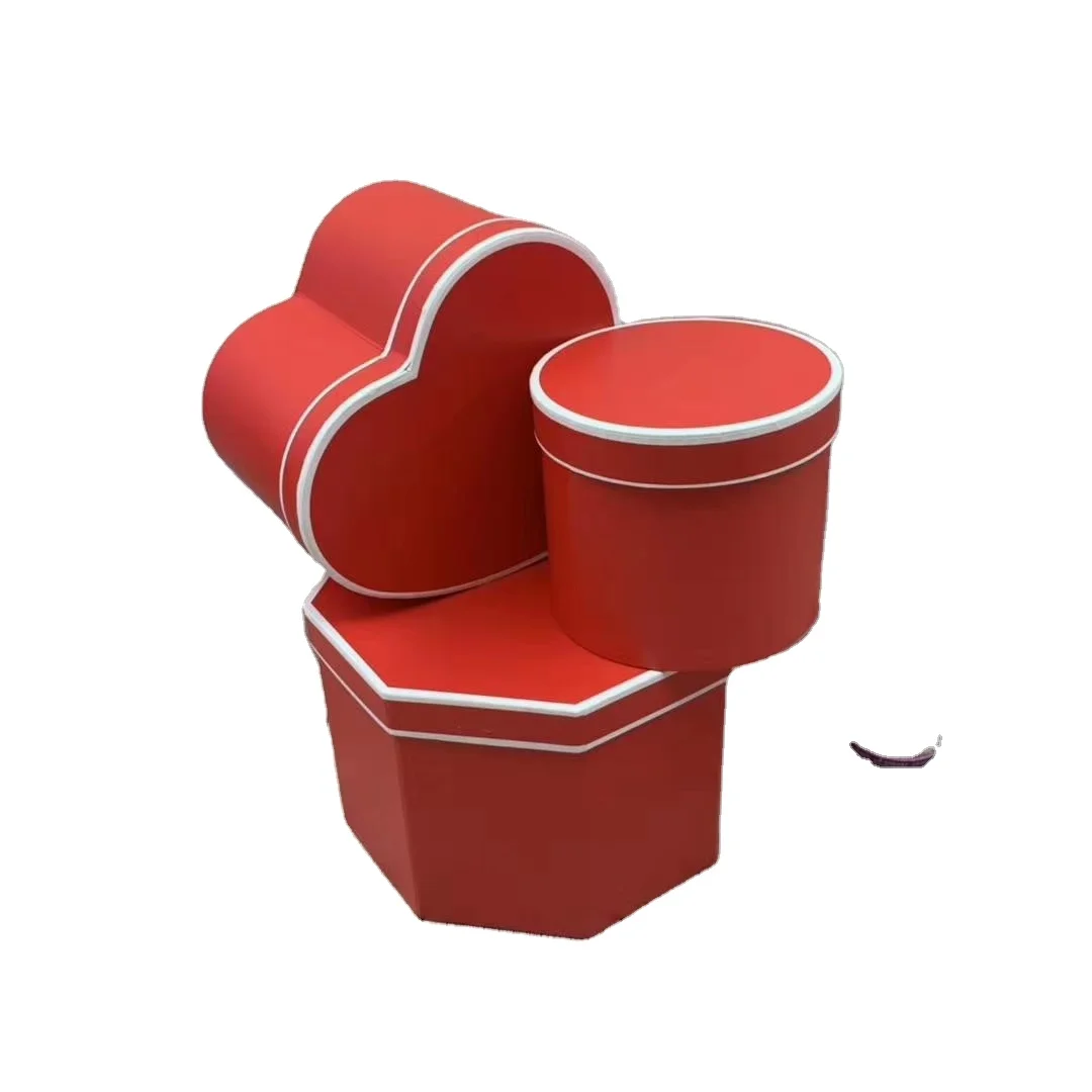 Black set of three heart-shaped circular square feature paper material new design candy box flower box