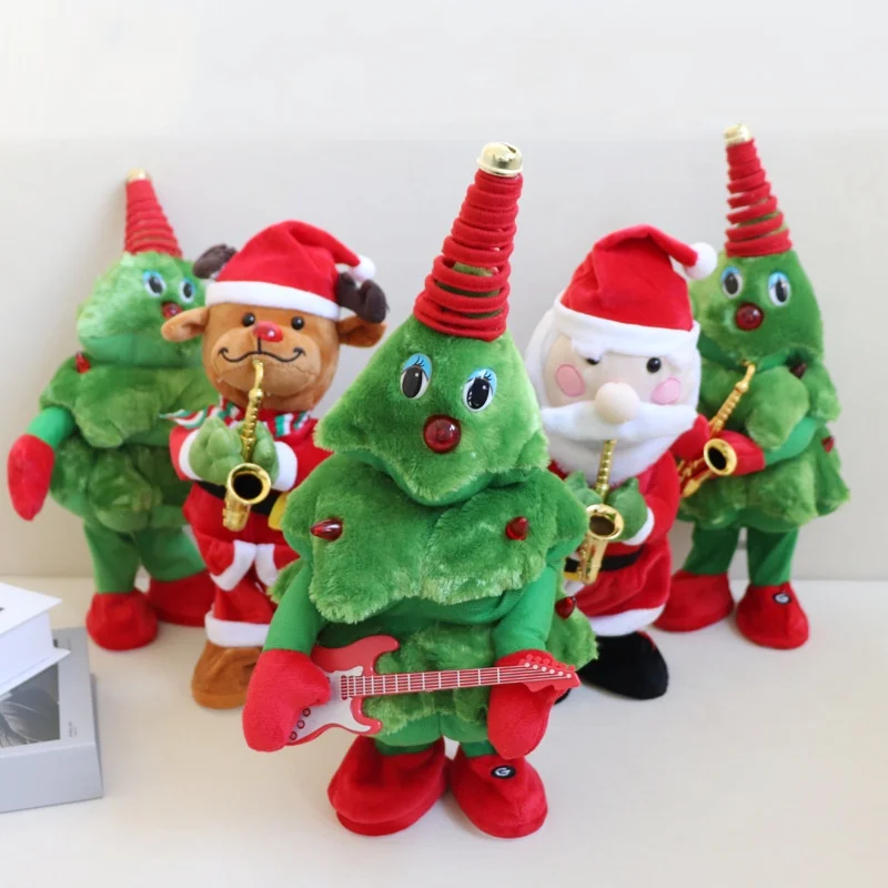 Best selling Christmas funny tree toys with music and sound Christmas singing dancing recording toys gifts for children
