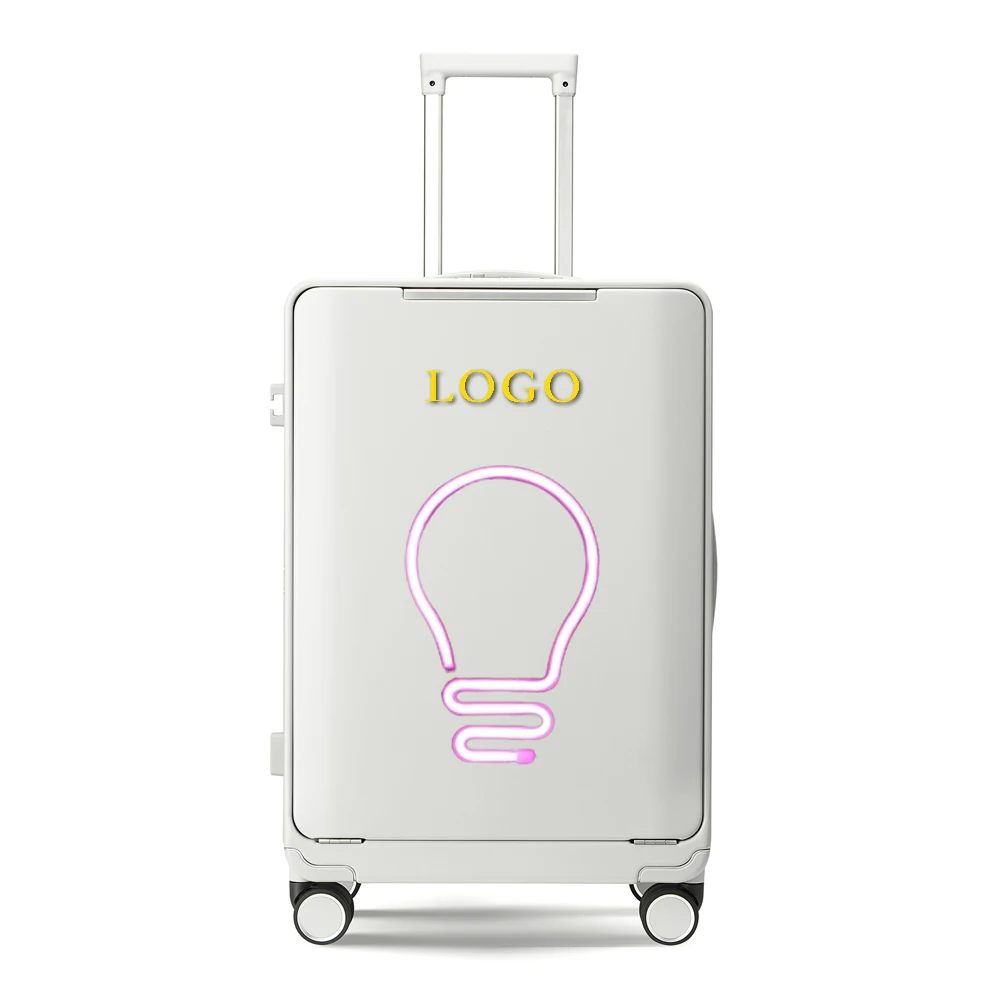 Eye-Catching Brand Promotion LED Luggage Accept Customized Trademark Pure Bayer PC High-End Quality Suitcase