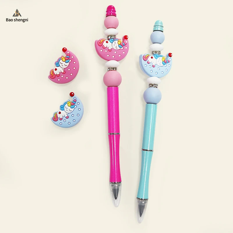 Unicorn Shape Silicone beads teeth baby toy silicone focal beads Food grade Cartoon Baby Teether DIY Beads